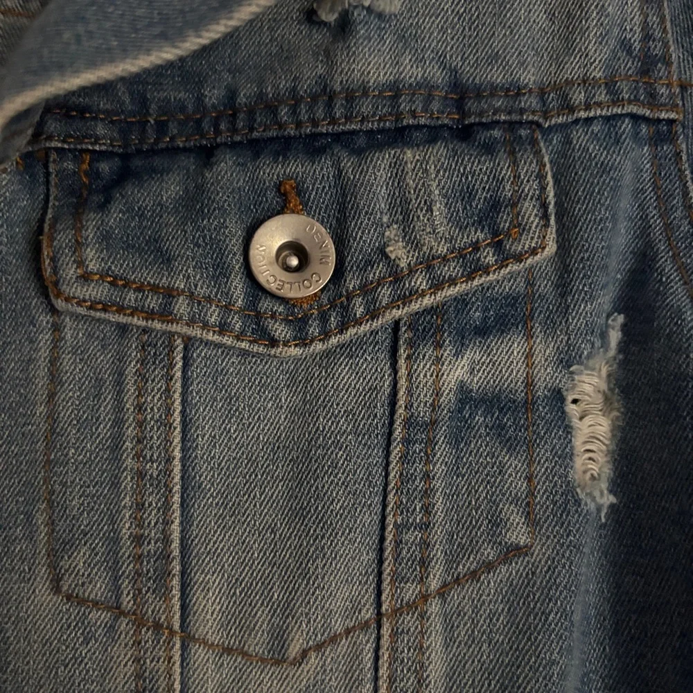 Cavalini Light Blue Distressed Denim Jacket - Picture 5 of 7